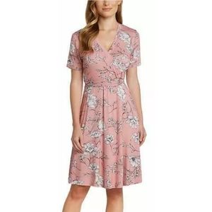 Matty M Wrap Front Short Sleeve Soft Dress